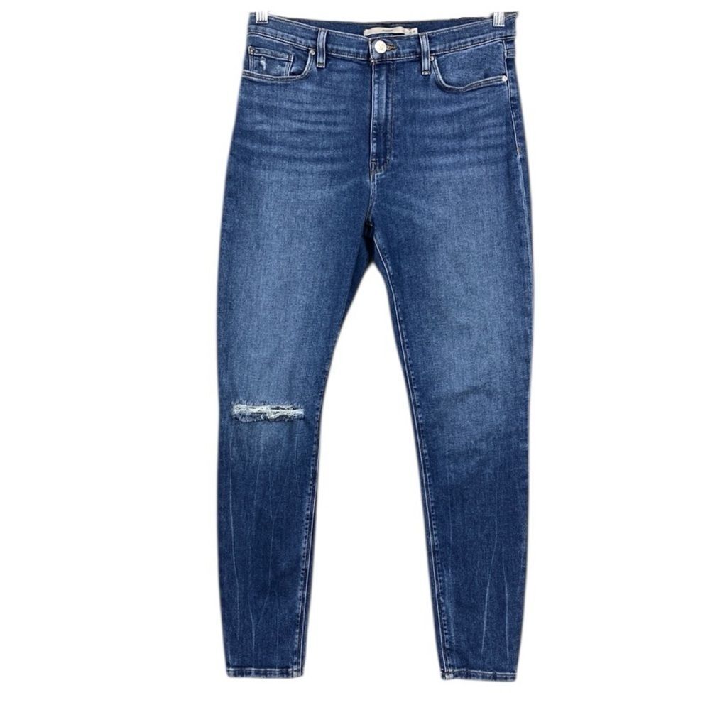Hudson Barbara Gravity High Rise Skinny Ankle Jean Size 30 Busted Knee
